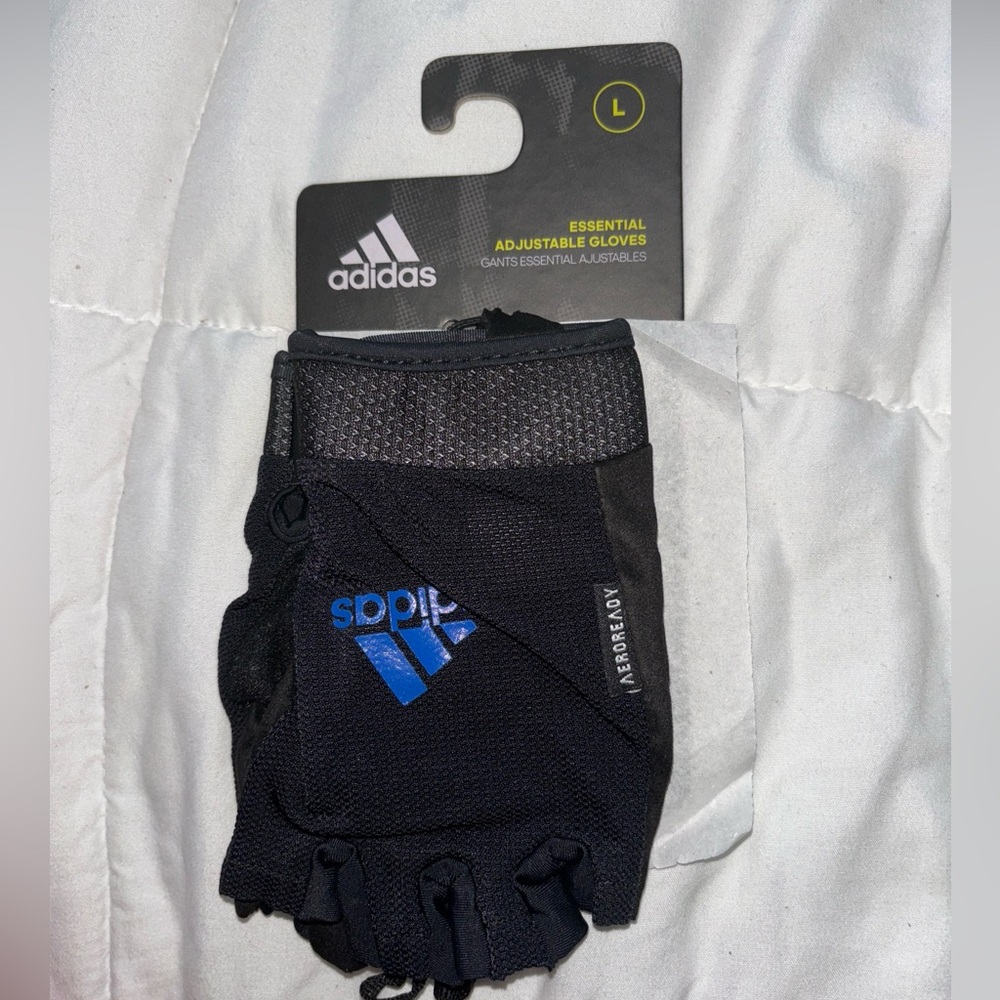 Adidas Adjustable Essential Gloves Weight Lifting Fitness Training Gym Workout